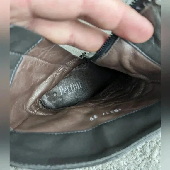 PERTINI Grey leather heel boots size 39= 8.5 US Made in Spain - Picture 10 of 14